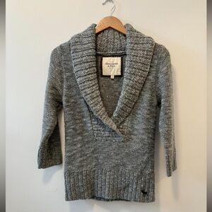 Abercrombie & Fitch Women's Gray Shawl-Collar Sweater
